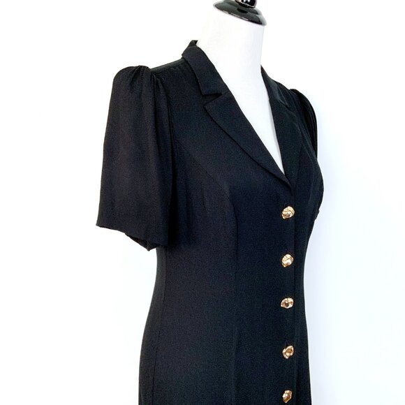REFORMATION Wilde Puff-Sleeve Button-Front Midi Dress Goth Witchy Sz 8 - Picture 6 of 16